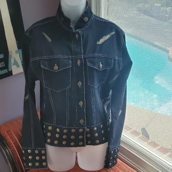Vintage Denim Studded Jacket - Picture 1 of 16